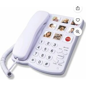 Big Button Phone for Seniors Picture Speed Dial SOS Extra Loud Ringer Corded NIB